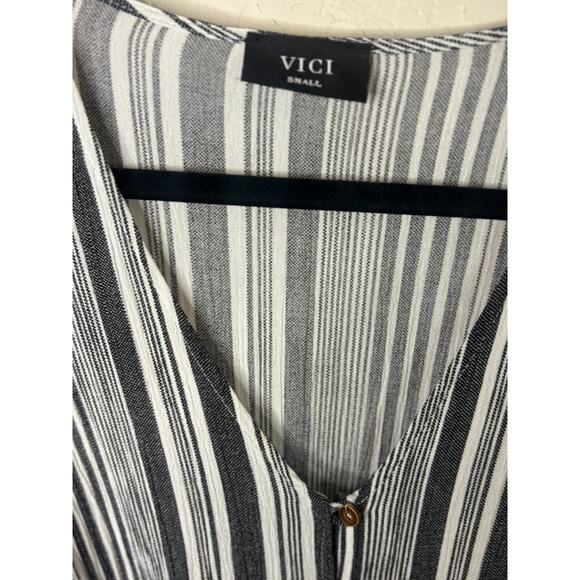 VICI Women's Kimono Sleeve Striped Boho Romper Size Small 0-4 - Picture 5 of 6